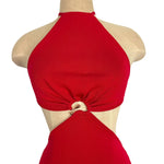 MESHKI Red Marlow Halter Knit Maxi Dress NWT - Size XS