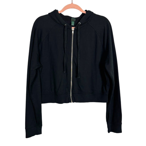Wild Fable Black Cropped Zip Up Jacket - Size L