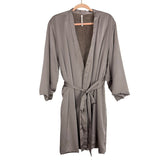 SOMA Grey Satin Fleece Lined Belted Robe- Size L
