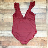 Kona Sol Burgundy Plunge One Piece- Size XL