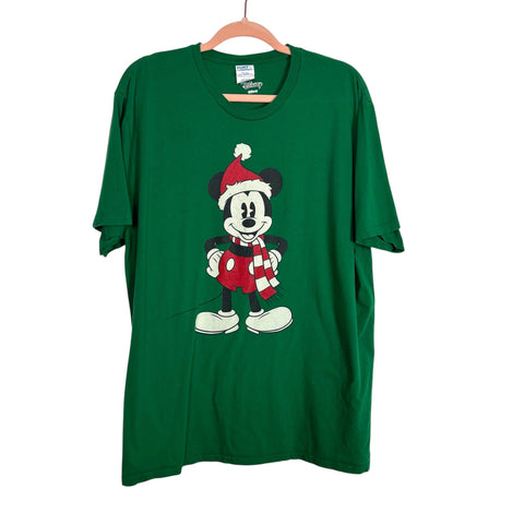 Disney Green Christmas Mickey T-Shirt - Size Men's XL