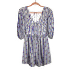 For Love & Lemons White/Purple Stripe Floral Print Dress - Size XXS (See Notes, Sold Out Online)