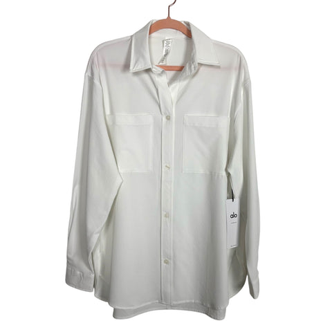 Alo Yoga White Dreamscape Button Down Long Sleeve NWT - Size XS
