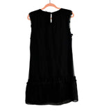 Monique Lhuillier Vintage Black Sheer Beaded Overlay Sleeveless Ruffle Dress- Size ~XS (no size tag, fits like an extra small)