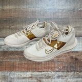 Pre-Owned Nike Court Zoom Zero Gold Sparkle Sneakers- Size 9 (see notes)