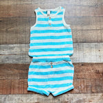 Cat & Jack Baby White/Blue Striped Muslin Button Tank and Shorts Set- Size 6-9M (sold as a set)