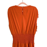 No Brand Brick Tie Cinched Sleeves with Smocked Waist Dress- Size L