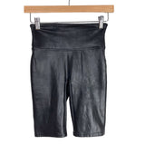Spanx Black Faux Leather Biker Shorts- Size S