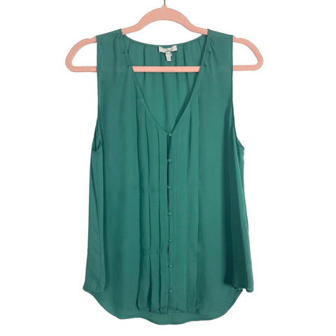 Joie Green Front Button Pleated Sheer Blouse- Size XS (see notes)