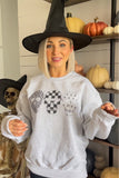 Gildan Heather Gray with Black/Gray Skulls Sweatshirt- Size M