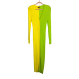 STAUD Yellow and Green Ribbed Button Front Sweater Dress- Size XL