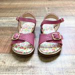 Mini Boden Pink Leather with Flower Footbeds Sandals- Size 30/US 12 (Like New)