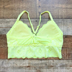 Aerie Neon Yellow Lace Padded Bralette- Size L (see notes)