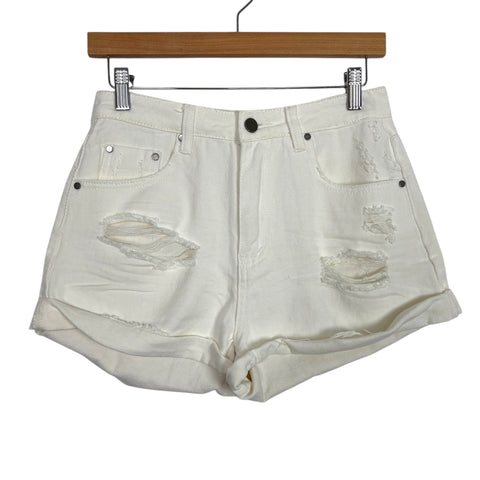 Mustard Seed Off White Distressed Jean Shorts- Size S