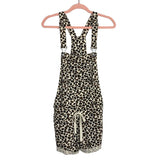 Z Supply Cream/Brown/Black Animal Print with Drawstring Waist Cuffed Short Overalls- Size ~S (see notes, sold out online)