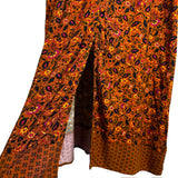 Knox Rose Caramel with Mustard/Fuchsia Floral Print Button Up Drawstring Waist Dress- Size M (sold out online)