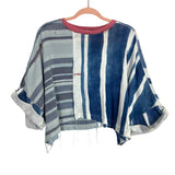 We the Free Striped Distressed Cropped Raw Hem Top- Size M