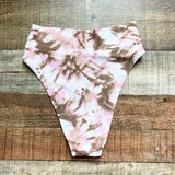 Aerie Pink Brown Swirl Print Front Crossover Cheeky Bikini Bottoms- Size S (we have matching top)