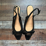J Crew Black Mesh Bow Low Heel Sandals- Size 7