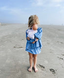 Lullaby Set Blue Corduroy/Pink Smocked Top with Matching Shorts/Bloomers Set- Size 3T (see notes, sold as a set)