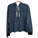 J Crew Blue Floral Hooded Front Pocket Sweatshirt- Size M