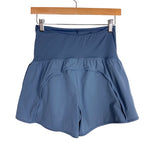 Maacie Slate Blue with Inner Shorts Maternity Yoga Shorts- Size S (see notes)