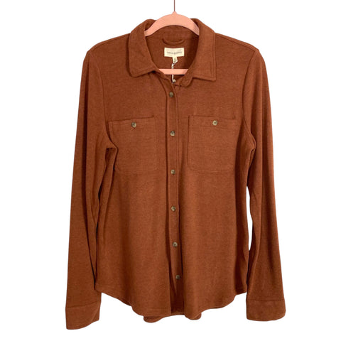 Thread & Supply Brown Super Soft Button Up- Size S