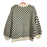 Blu Pepper Ivory/Olive Checkered and Striped Sweater- Size S (sold out online)