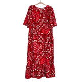 Rhode (Target) Red/Pink/White Floral Print Linen Blend Flutter Sleeve Dress- Size 20