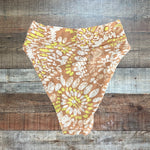 Aerie High Waisted Tan Printed Cross Waist Swim Bottoms - Size M