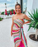 FATE Striped Smocked Back Bandana Top- Size S (we have matching skirt)