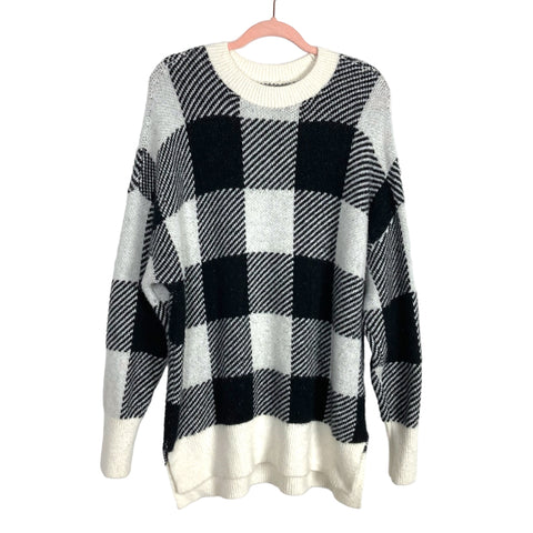 Abercrombie & Fitch Black/White Checkered Tunic Sweater- Size S