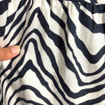 Marie Oliver Off White/Navy Stripe Pattern Hidden Button Front Dress- Size XS (see notes)