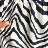 Marie Oliver Off White/Navy Stripe Pattern Hidden Button Front Dress- Size XS (see notes)