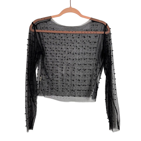 No Brand Black Beaded Sheer Top - Size S