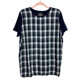 Lauren by Ralph Lauren Plaid Front/Navy Solid Back Top- Size 1X (see notes)