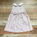Sweet Dreams Pink/Blue Floral Print with White Collar and Back Bow Dress- Size 3