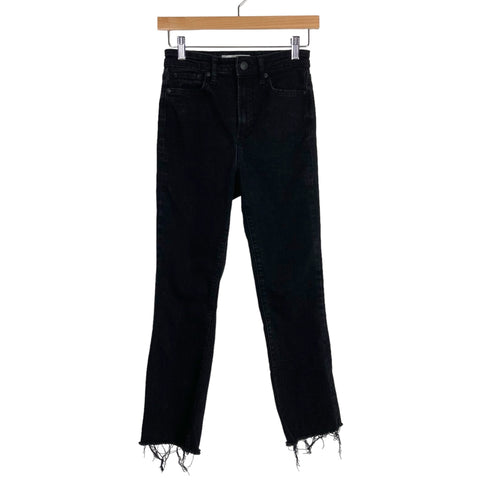 Zara Black Raw Hem Ankle Jeans- Size 2 (Inseam 25.5”)
