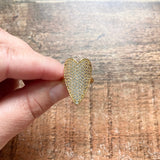 Gold Rhinestone Large Heart Adjustable Ring- Size 6