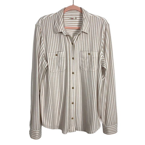 Faherty Tan/White Flannel Button Up- Size XL (see notes)