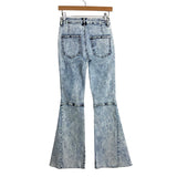 Pink Lily Acid Wash High Waisted Raw Hem Flare Jeans- Size 26 (Inseam 32”)