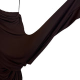 NBD Chocolate Cinched One Shoulder Side Cutout Back Slit Dress NWT- Size L (sold out online)