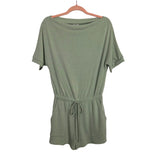Pink Lily Green Wide Neck Drawstring Waist Romper- Size XS (sold out online)