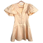 Jonathan Simkhai Blush Cream with Puff Flutter Sleeves Button Front Dress- Size XS (sold out online)