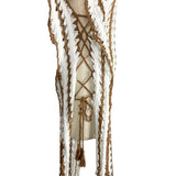 Lane B White and Brown Open Knit Sides and Back Tie Cover Up Dress- Size M/L