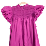 Love the Label Fuchsia Ruffle Sleeves and Neck Smocked Dress- Size L