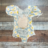 Sal & Pimenta Light Blue/White Flower Print Swimsuit - Size 3T