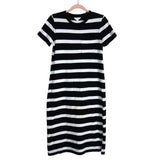 Time and Tru Black/White Striped with Side Slits T-Shirt Midi Dress- Size S (see notes, sold out online)