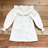 Sun House Children's Ivory Corduroy Smocked Ruffle Collar Dress- Size 4