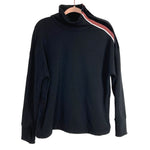 Sweaty Betty Black Side Zipper Velvet Trim Fleece Lined Pullover Sweatshirt- Size S